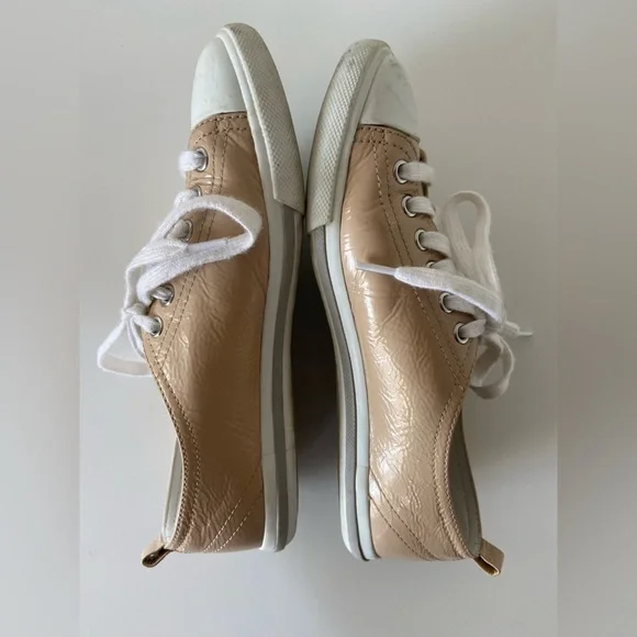 Prada Beige Nude Patent Leather Low top Sneakers - Picture 3 of 7